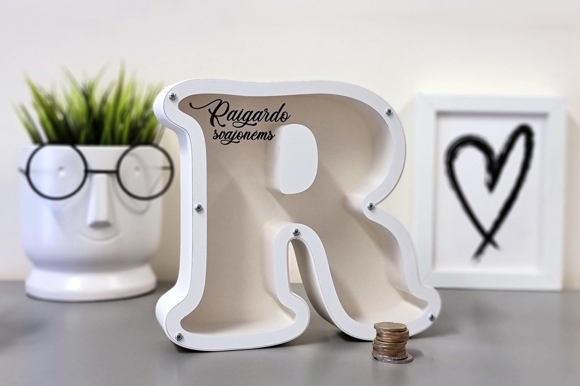 3d printed Letter piggy bank | Letter money box personalized