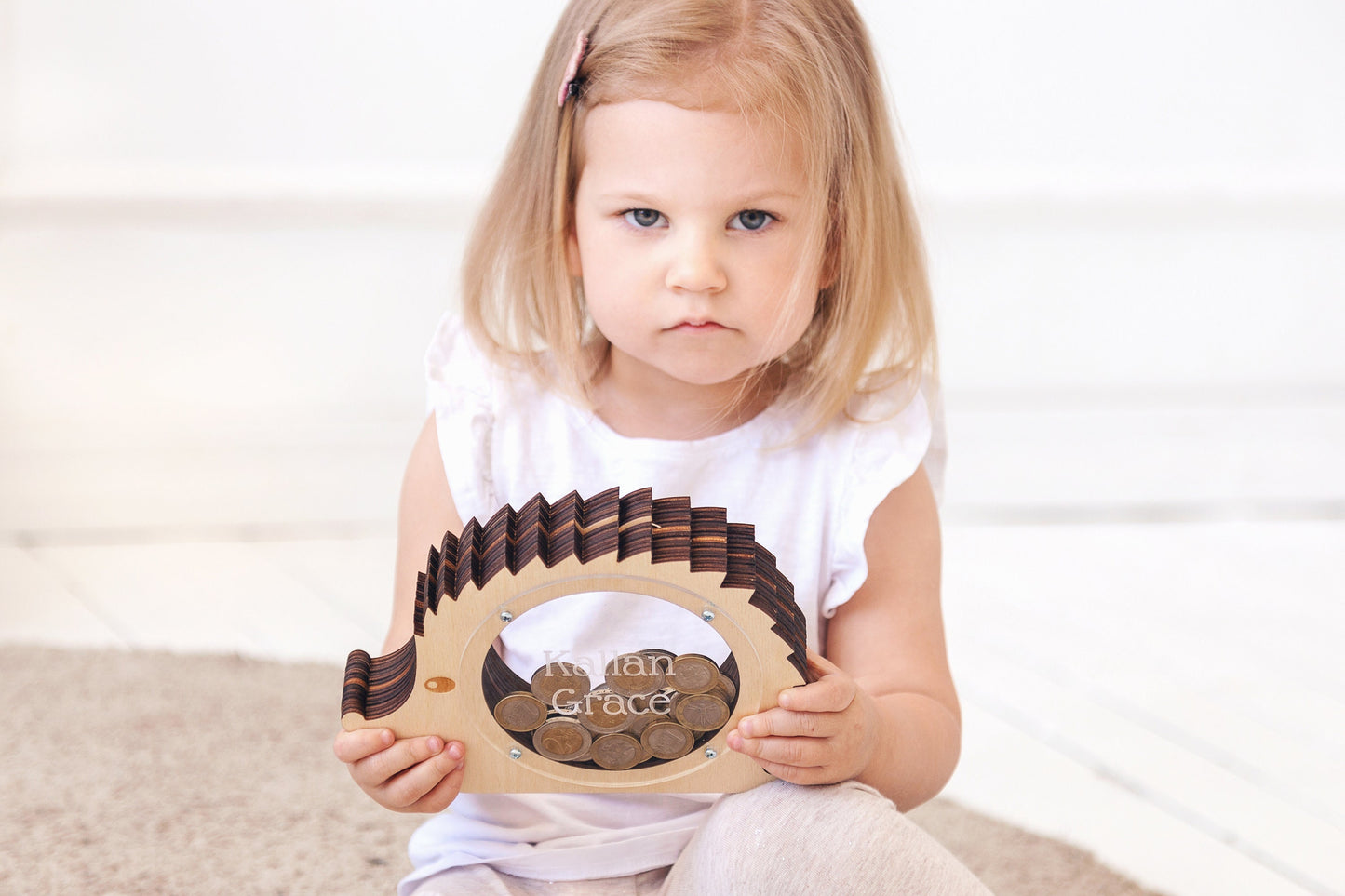 Wooden piggy bank for kids, Hedgehog gifts, Piggy bank wood