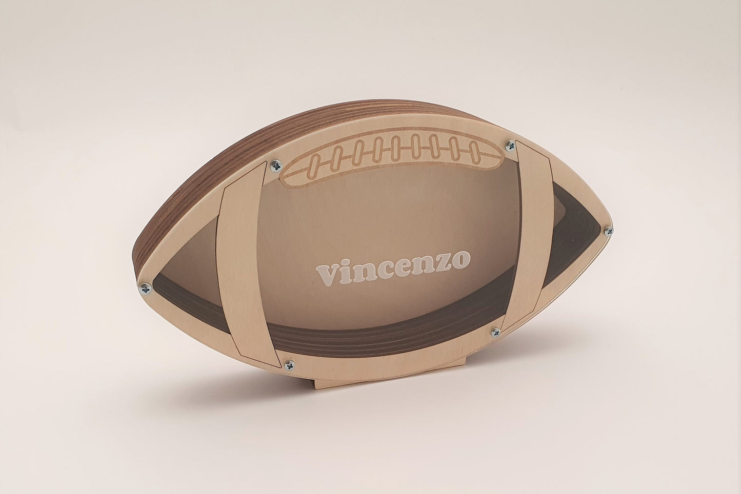 Wooden coin bank, Piggy banks for boys, American football, Rugby player gift