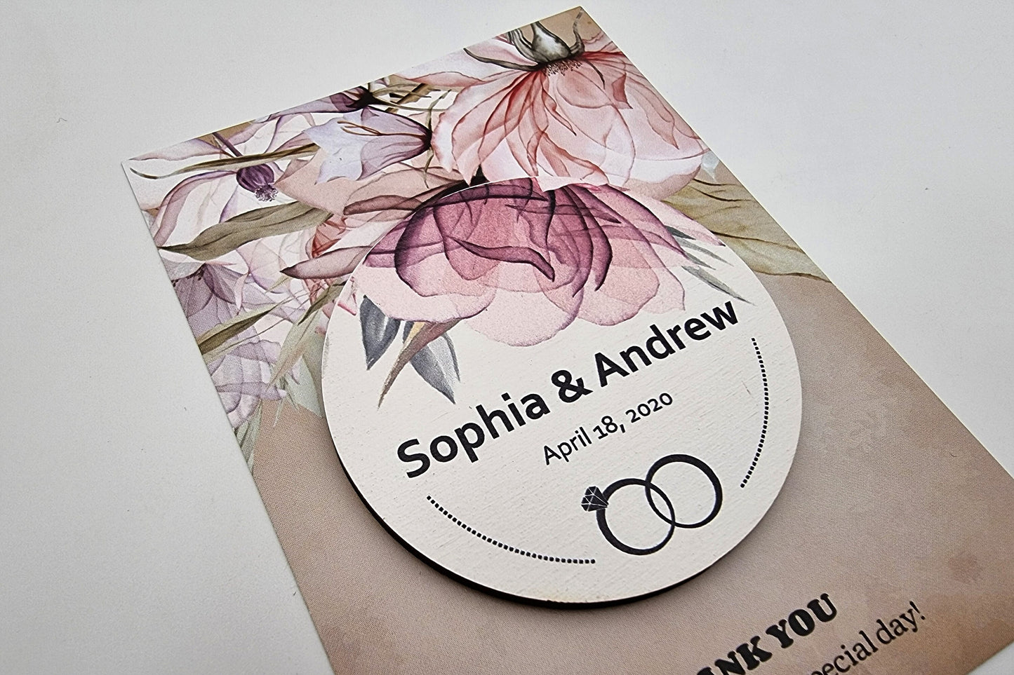 Personalized magnets, magnets for wedding guests, Floral thank you magnets