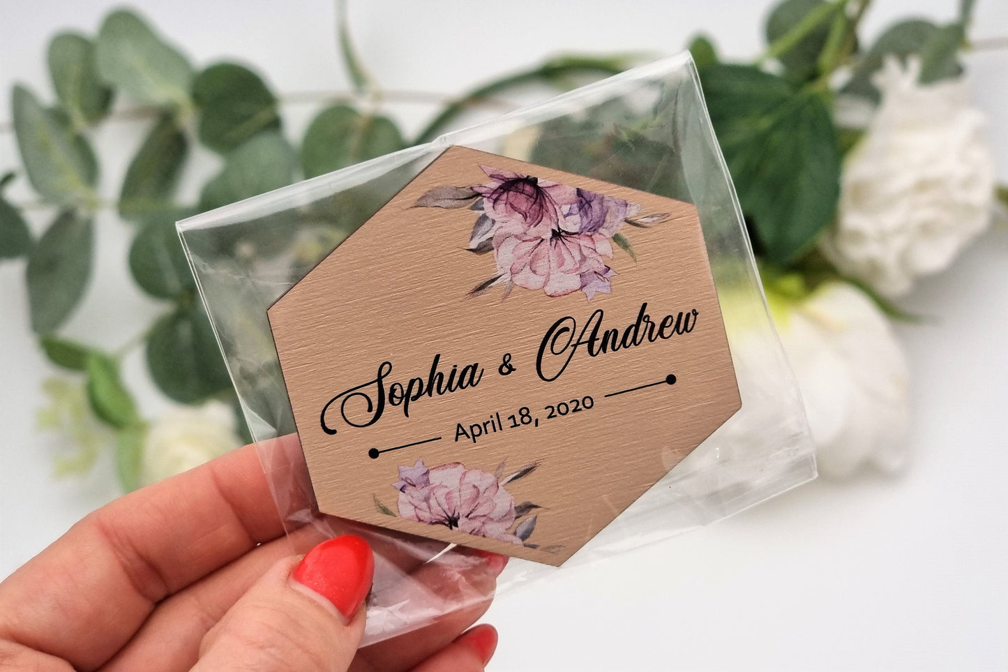 Personalized magnets, magnets for wedding guests, Floral thank you magnets