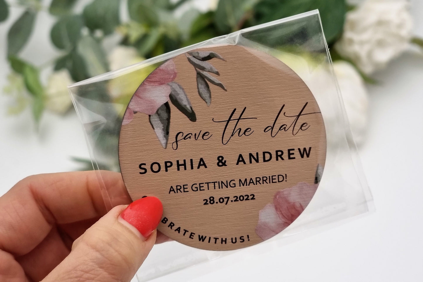 Wooden save the date, save the date magnet, personalized magnets