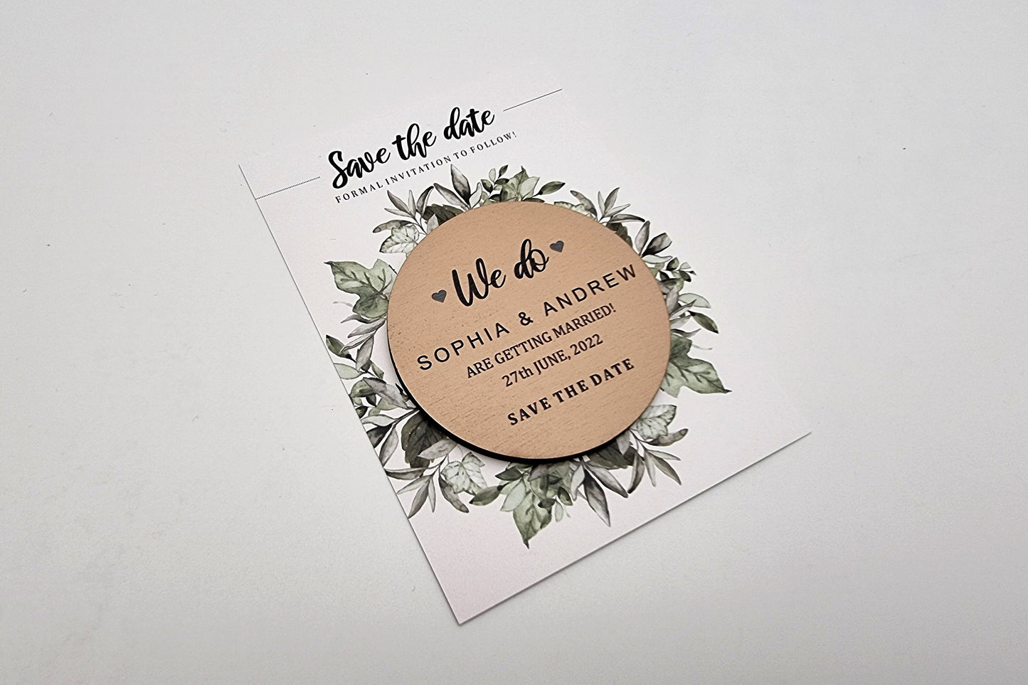 Wood save the date magnet, personalized wedding magnets