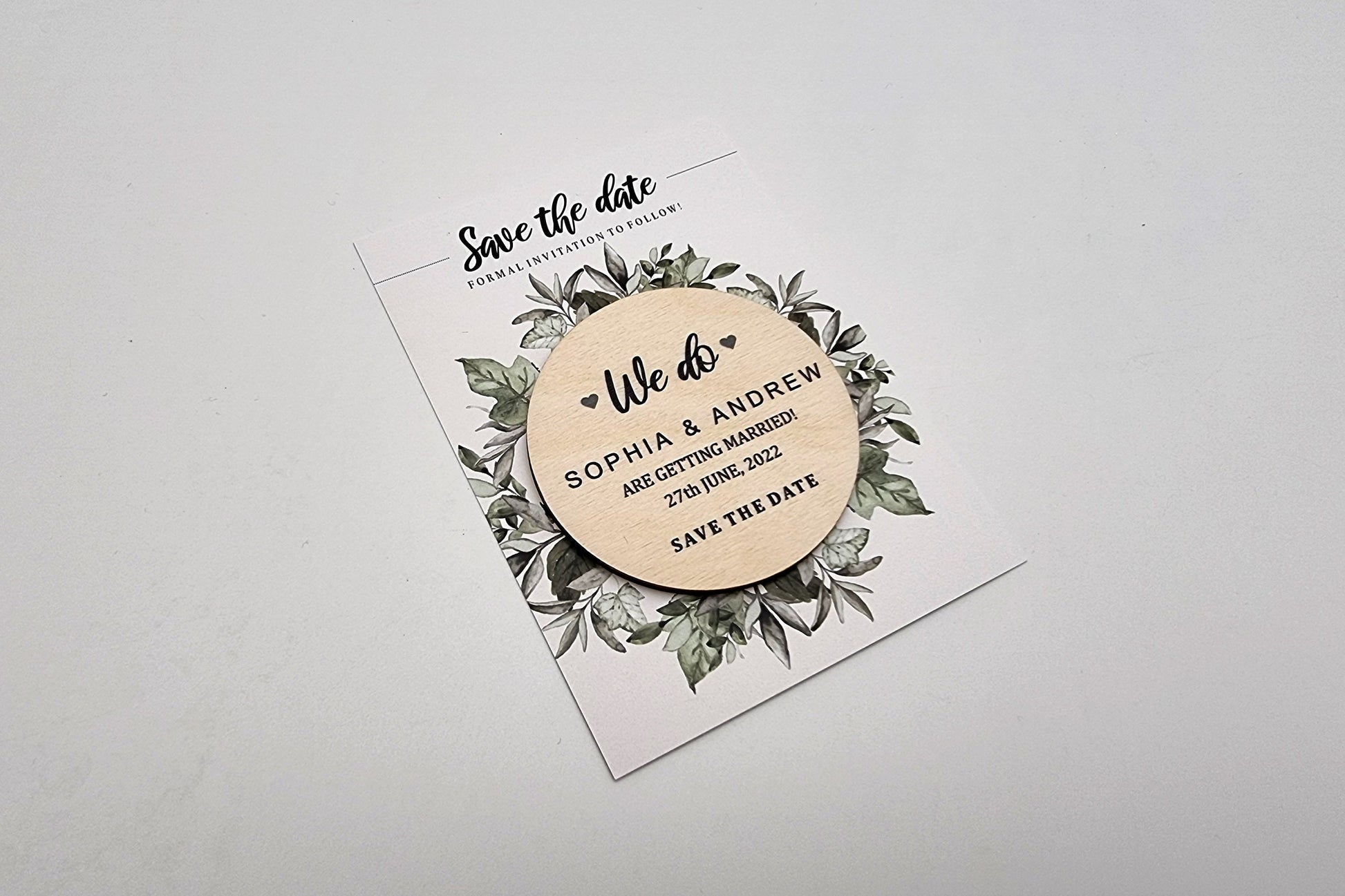 Wood save the date magnet, personalized wedding magnets