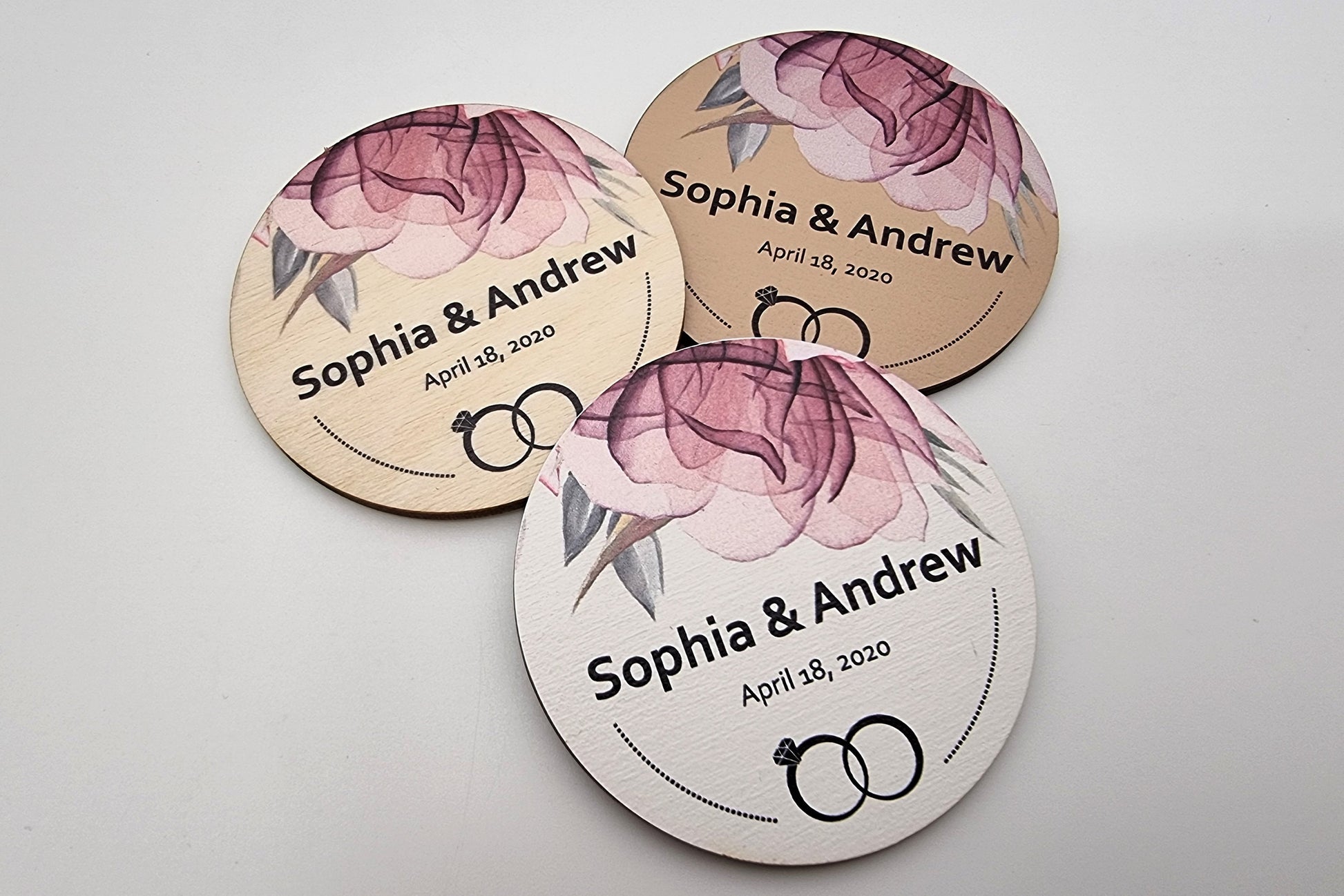 Personalized magnets, magnets for wedding guests, Floral thank you magnets