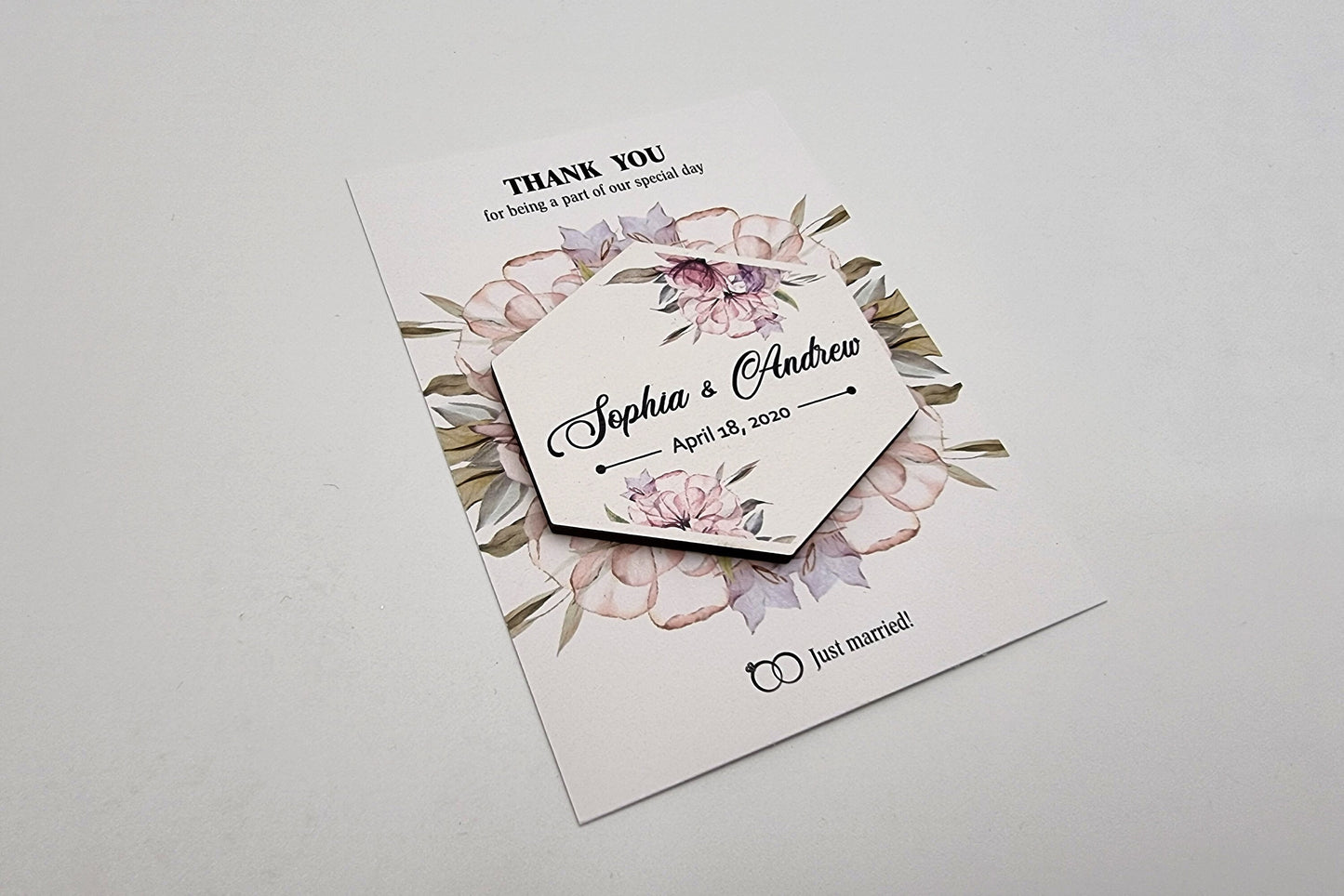 Personalized magnets, magnets for wedding guests, Floral thank you magnets