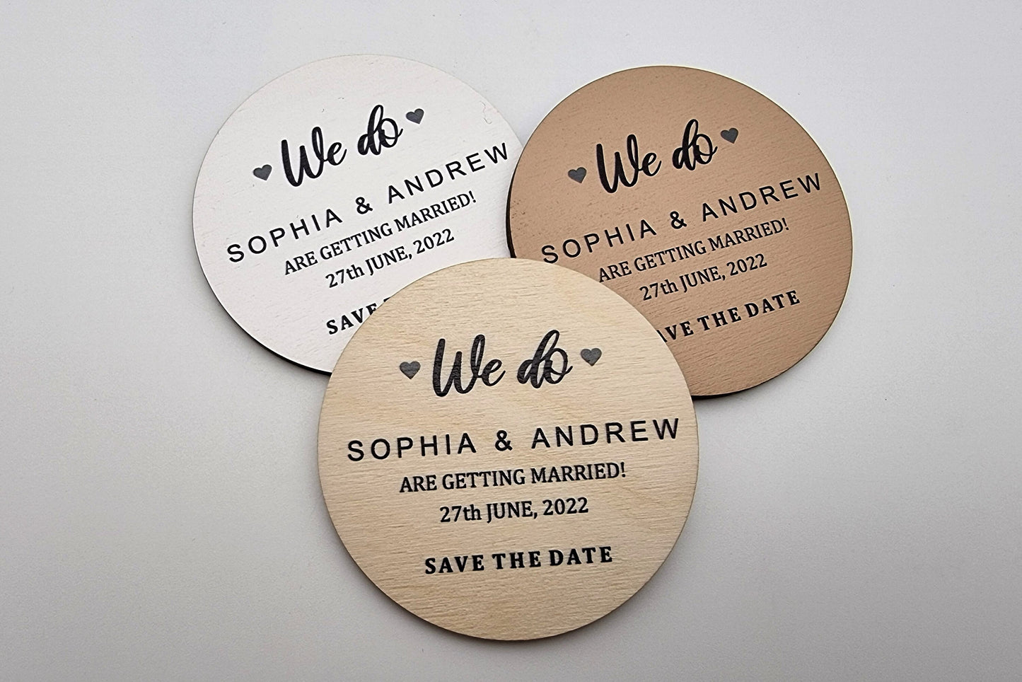 Wood save the date magnet, personalized wedding magnets