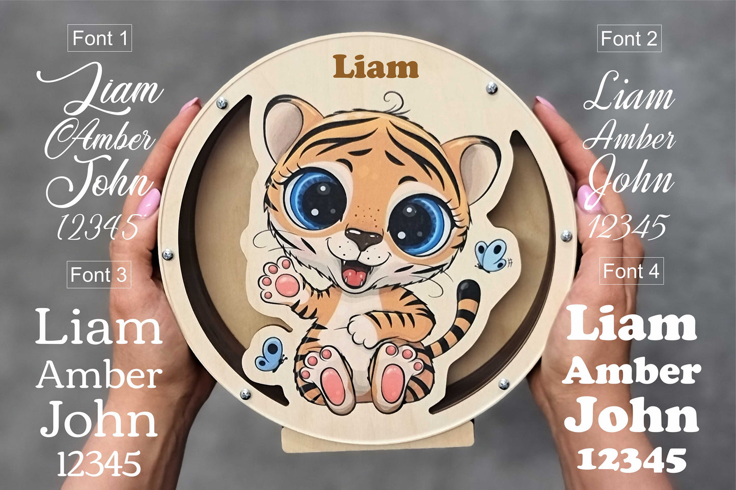 Tiger piggy bank, Wooden piggy bank, Personalized gift