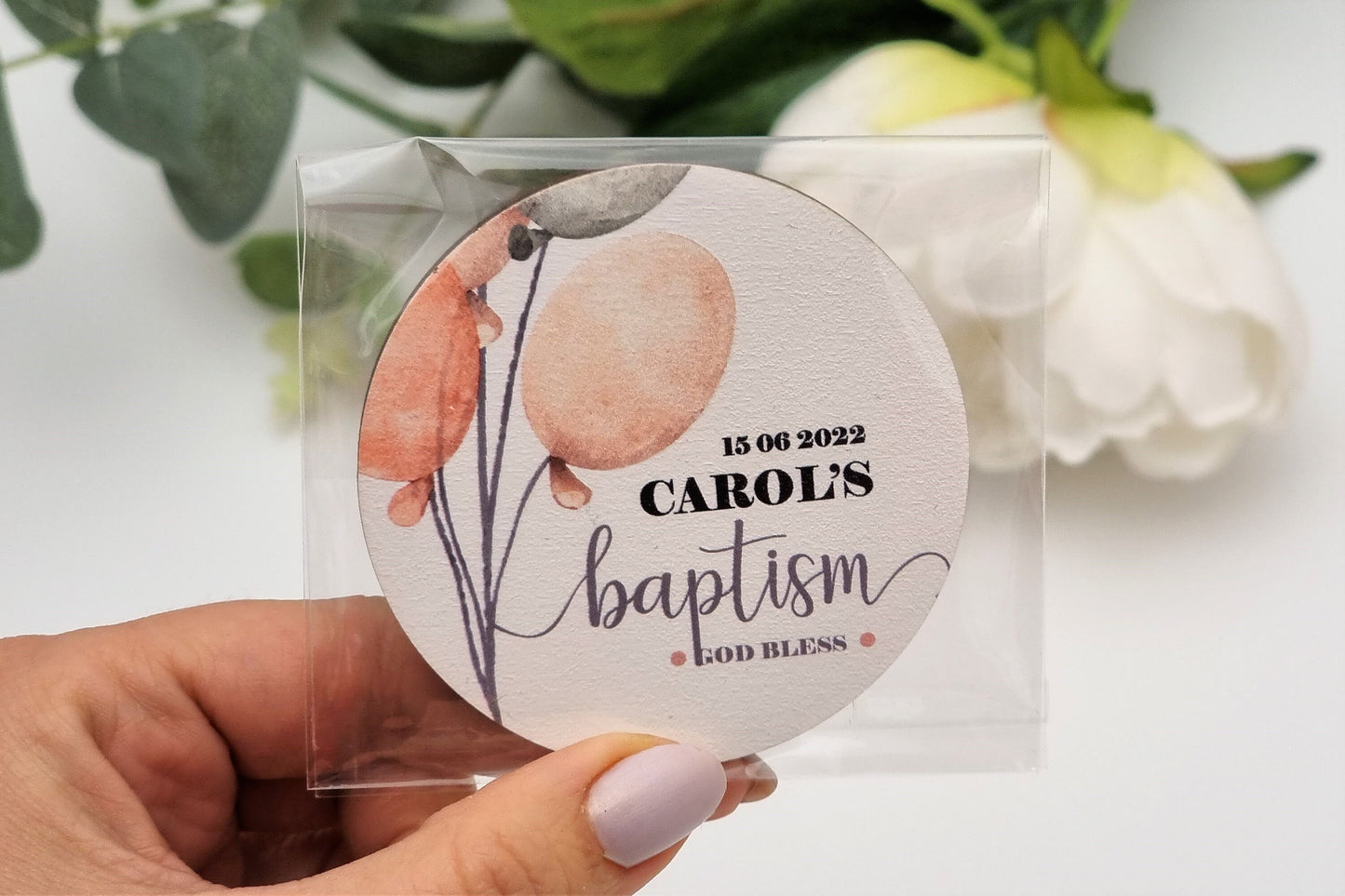 Christening favors, Thank you gift for guests, Personalized baptism magnets