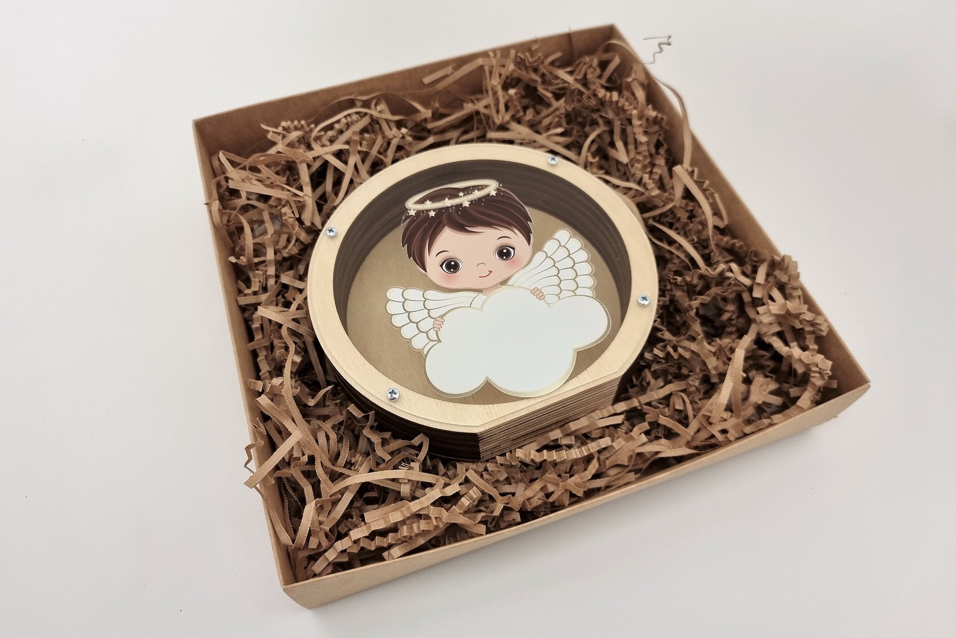 Personalized baptism gift idea for boy, Wooden piggy bank with angel, Christening favors, piggy banks for boys