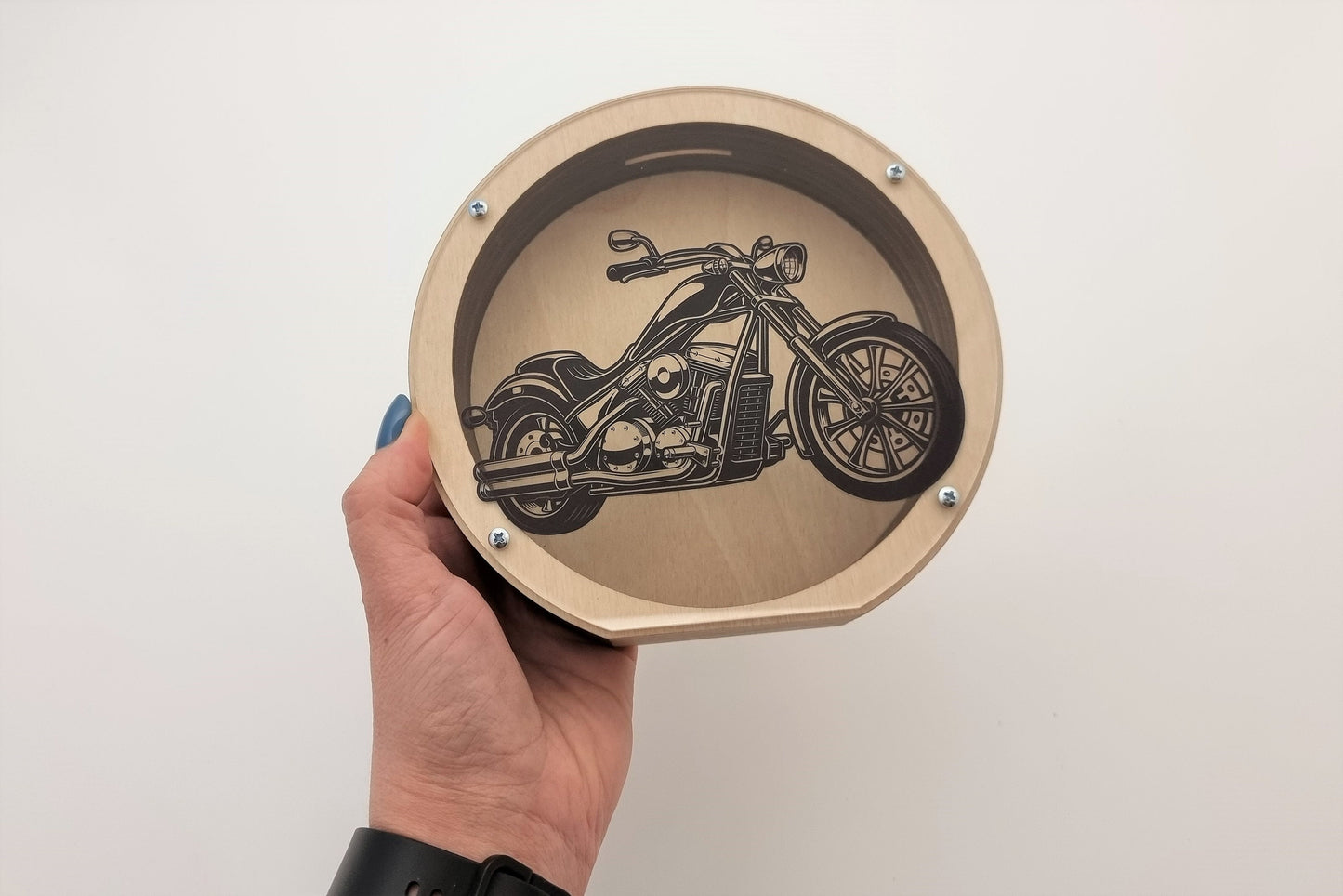 Wooden piggy bank Motorcycle Gift Personalized gift