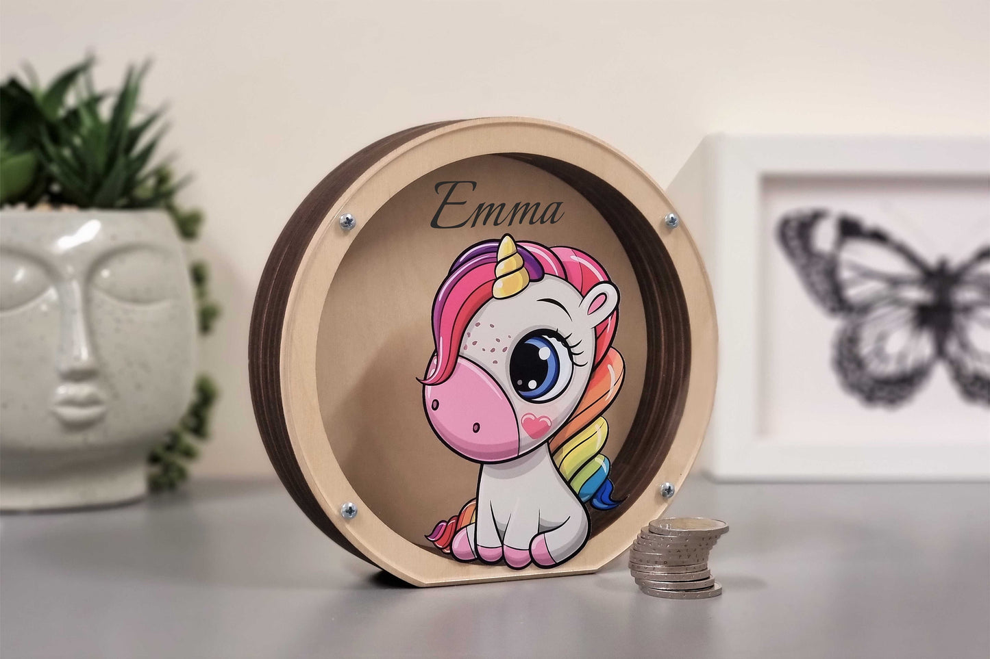 Unicorn piggy banks for girls, personalized money box