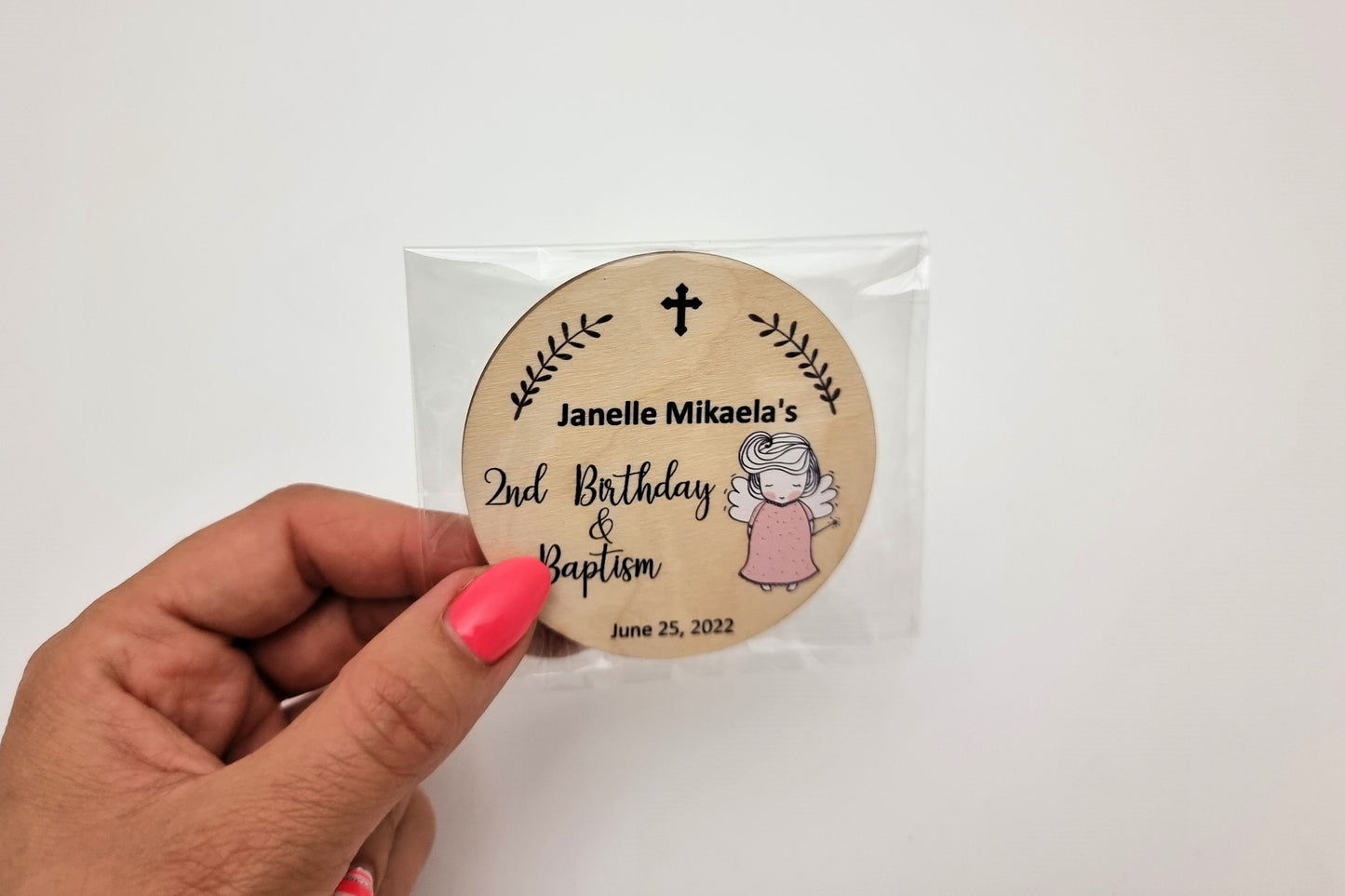 Christening favors, Baptism magnets with angel, thank you gifts for guests