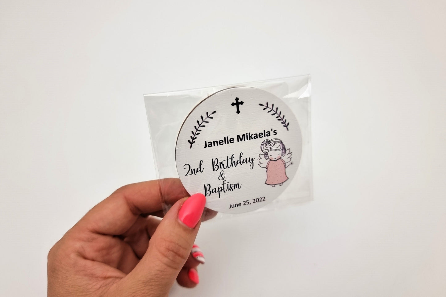 Christening favors, Baptism magnets with angel, thank you gifts for guests