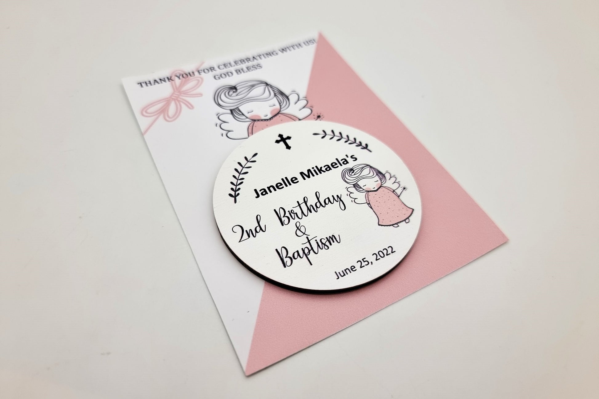 Christening favors, Baptism magnets with angel, thank you gifts for guests