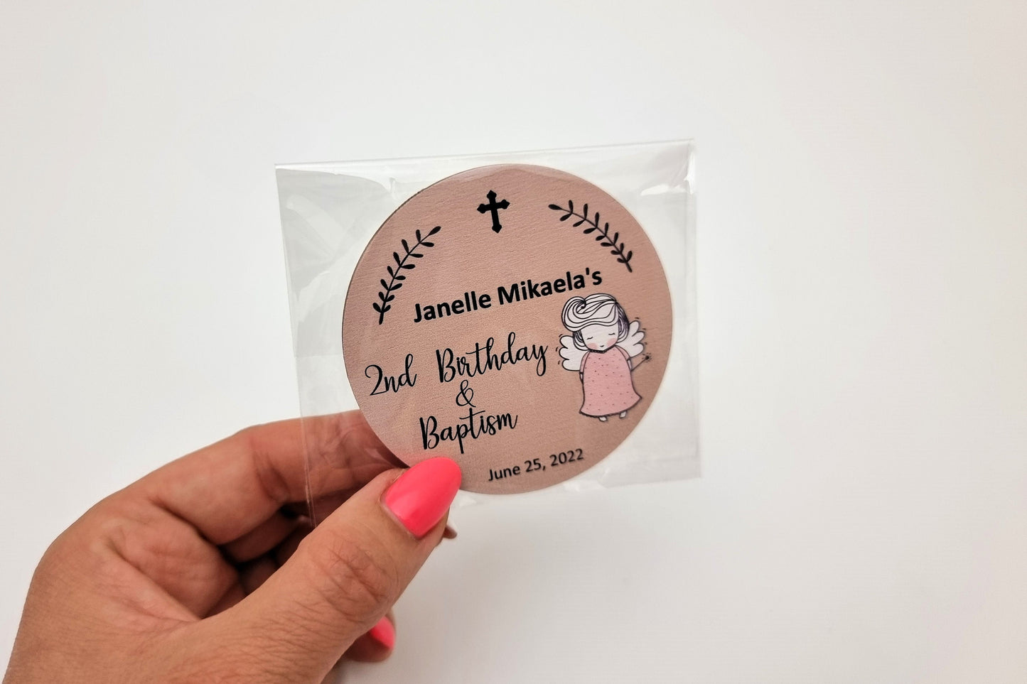 Christening favors, Baptism magnets with angel, thank you gifts for guests