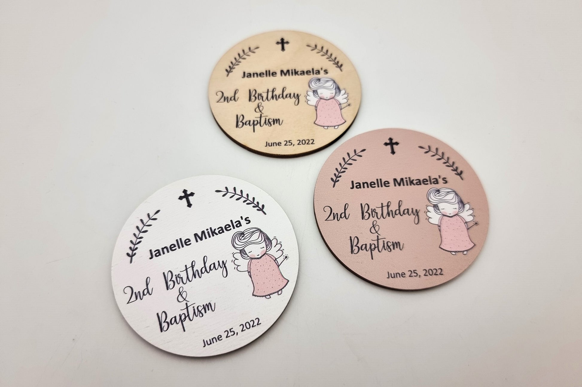 Christening favors, Baptism magnets with angel, thank you gifts for guests