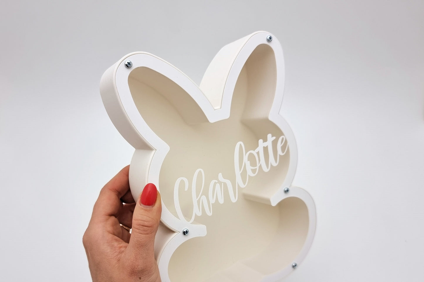 3D printed Piggy banks for girls personalized, Bunny piggy bank made of PLA plastic - Perfect Baby shower gift!