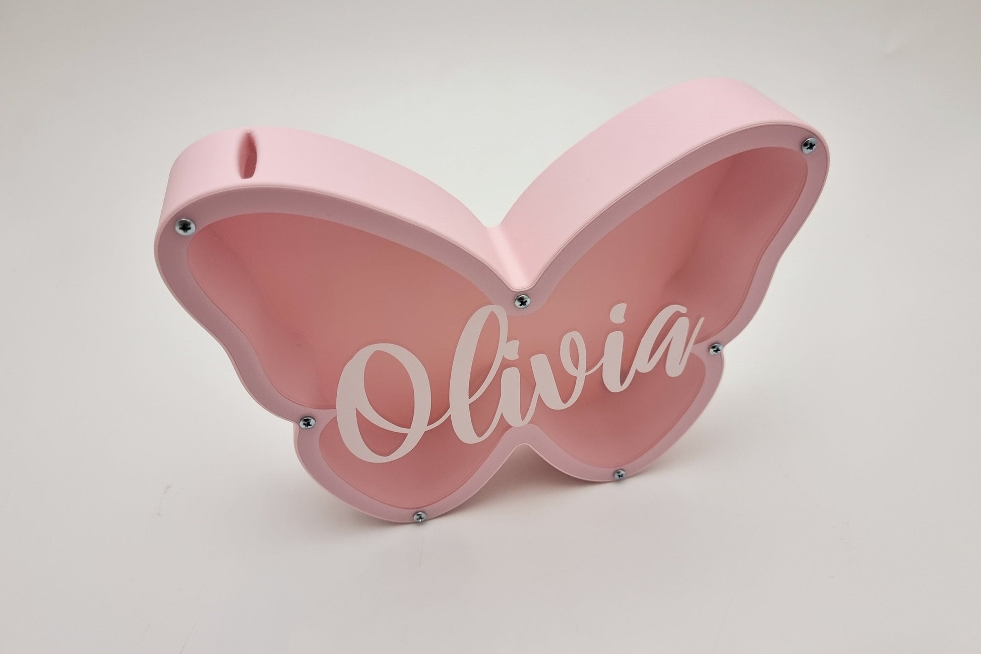 Pink Butterfly Piggy Bank Made of PLA Plastic - Personalized money box for Kids - Perfect Gift Idea for Girls