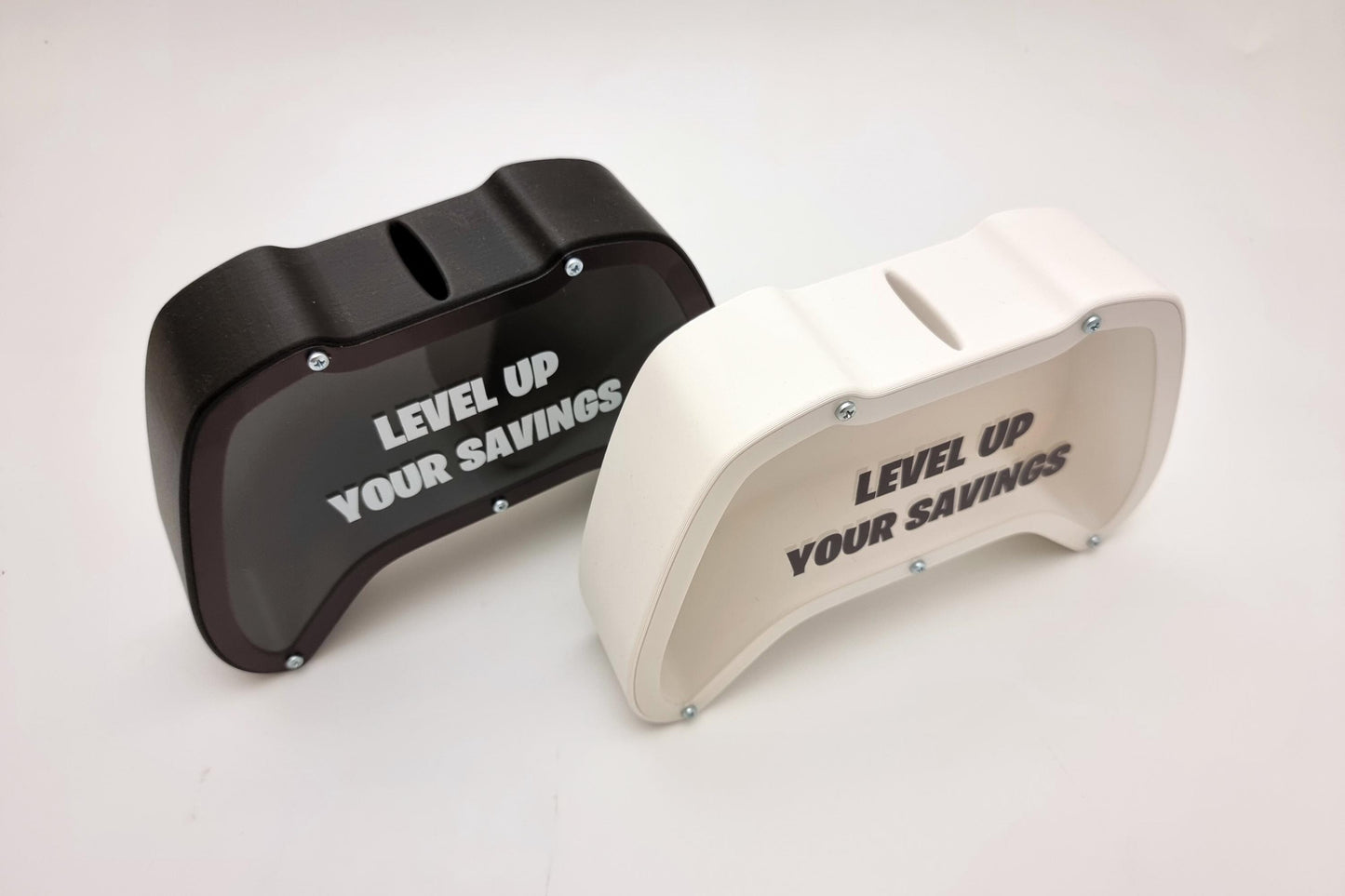 Gaming controller piggy bank with phrase Level up your savings - Perfect gift for gaming lovers!