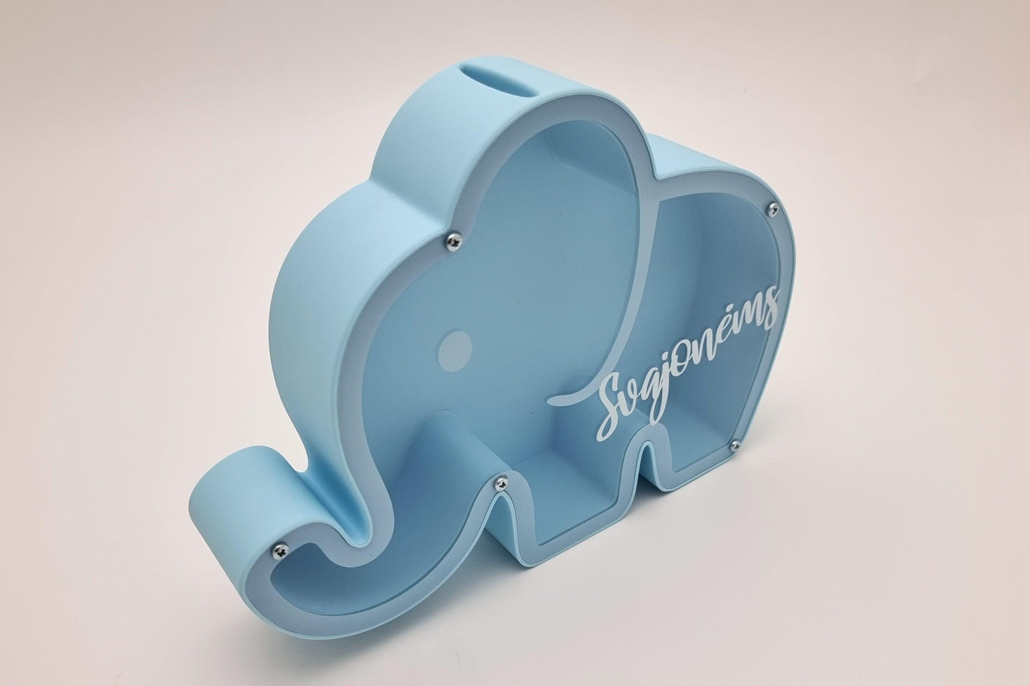 Personalized Blue Elephant Piggy Bank | 3D Printed Baby Shower Gift for Boy