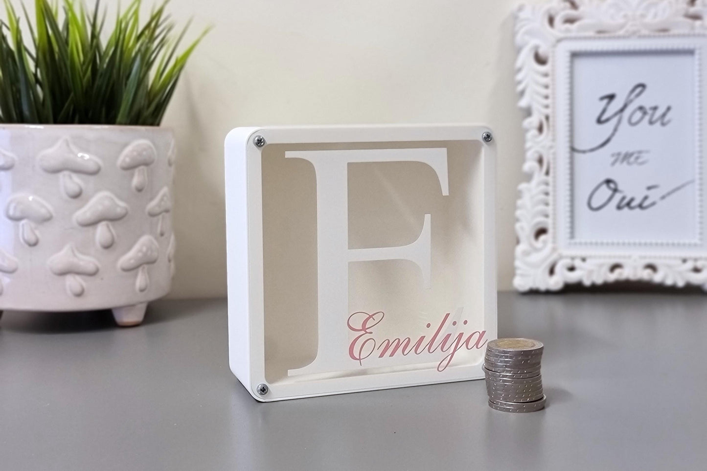 Personalized letter piggy bank, Custom initial money box for kids, Alphabet piggy bank with name, Christmas Gift for children, Custom letter