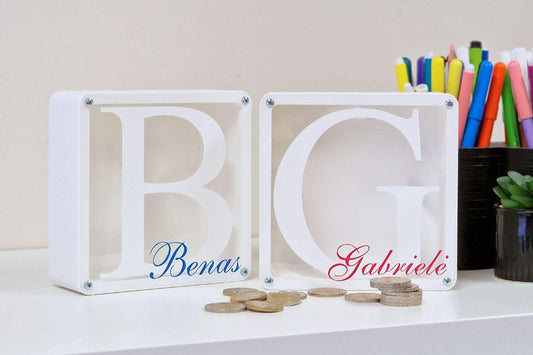 Personalized letter piggy bank, Custom initial money box for kids, Alphabet piggy bank with name, Christmas Gift for children, Custom letter