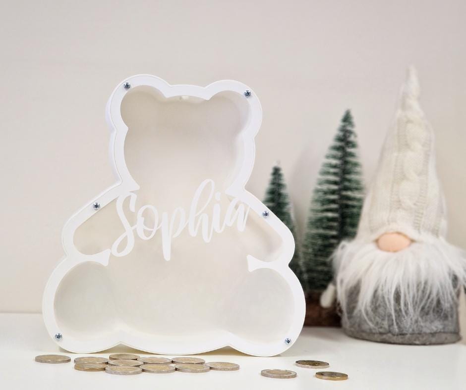 Piggy bank for girls and boys - Personalized Bear Piggy Bank - 3D Printed Money Box