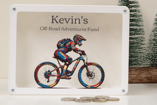 Personalized Mountain bike gift, 3D Printed Piggy banks for boys, Cycling gifts for men, Bicycle fund