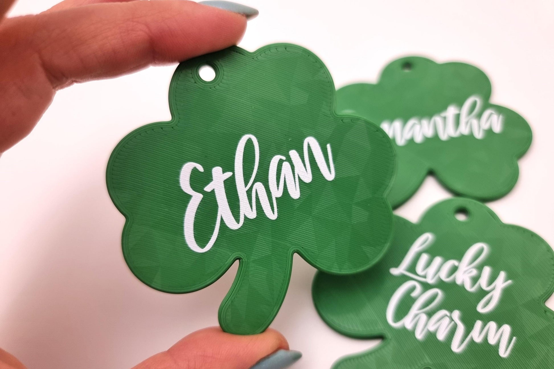 Shamrock Shaped St Patrick's Day Basket Tag - Personalized Clover Gift Tag, Custom Name, 3D Printed